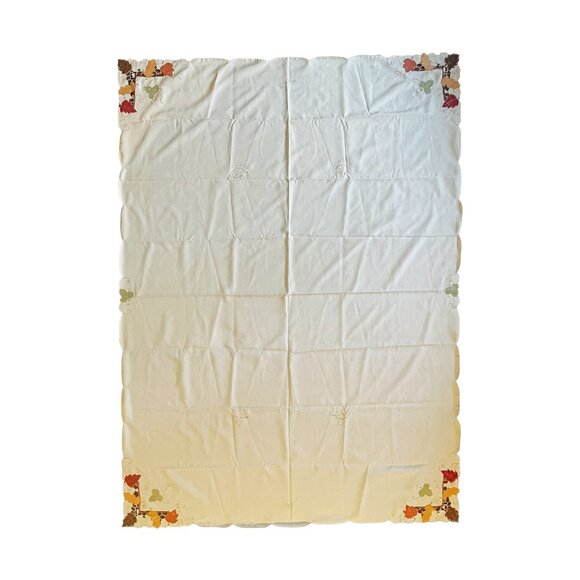 Thanksgiving Tablecloth 60x84 — Embroidered Autumn Leaves (Fall Harvest) - Picture 2 of 10